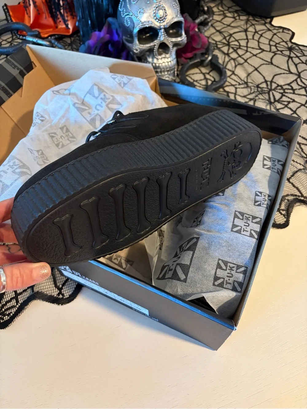 T.U.K Black Suede Platform Creeper Loafers